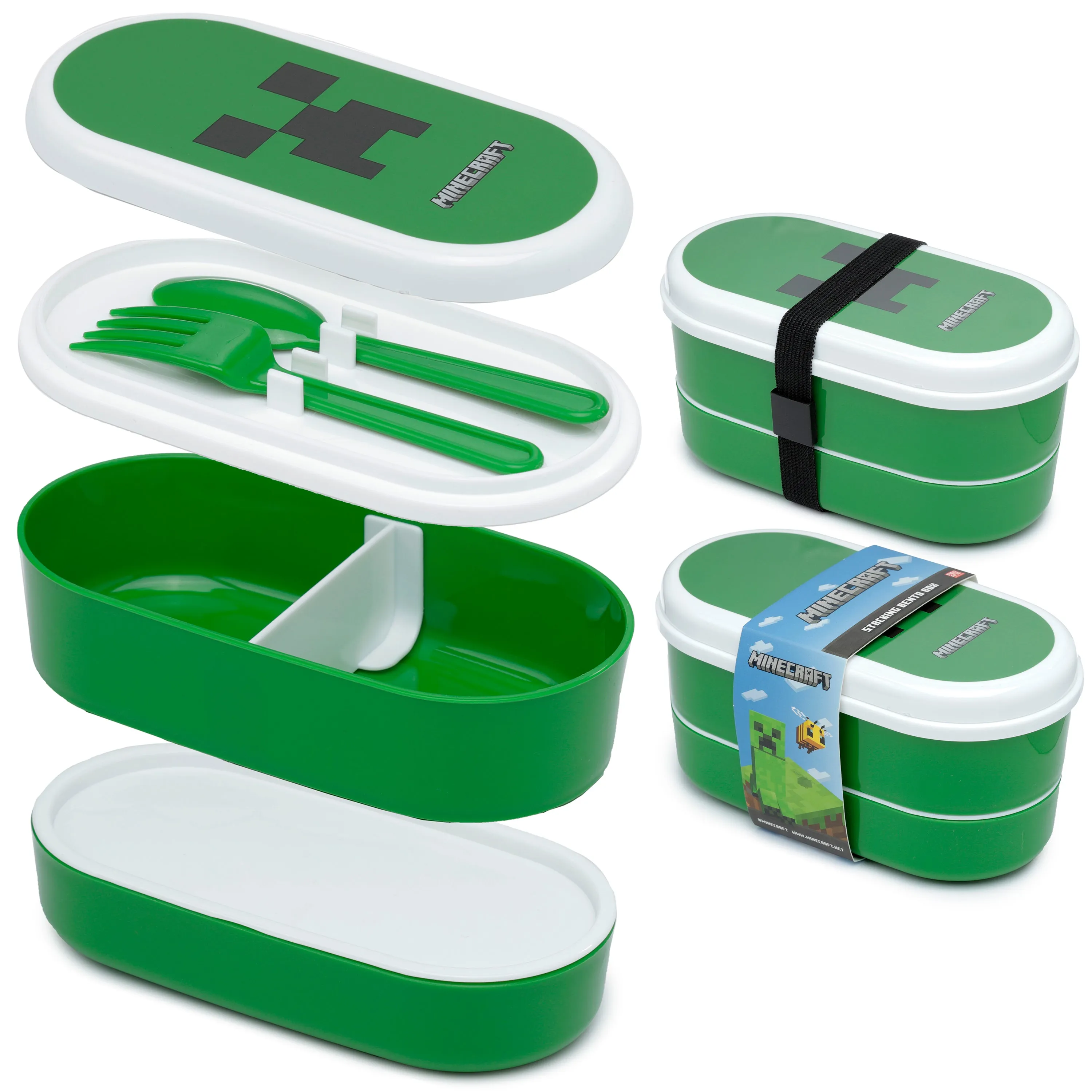 Bento Lunch Box with Fork & Spoon - Minecraft Creeper