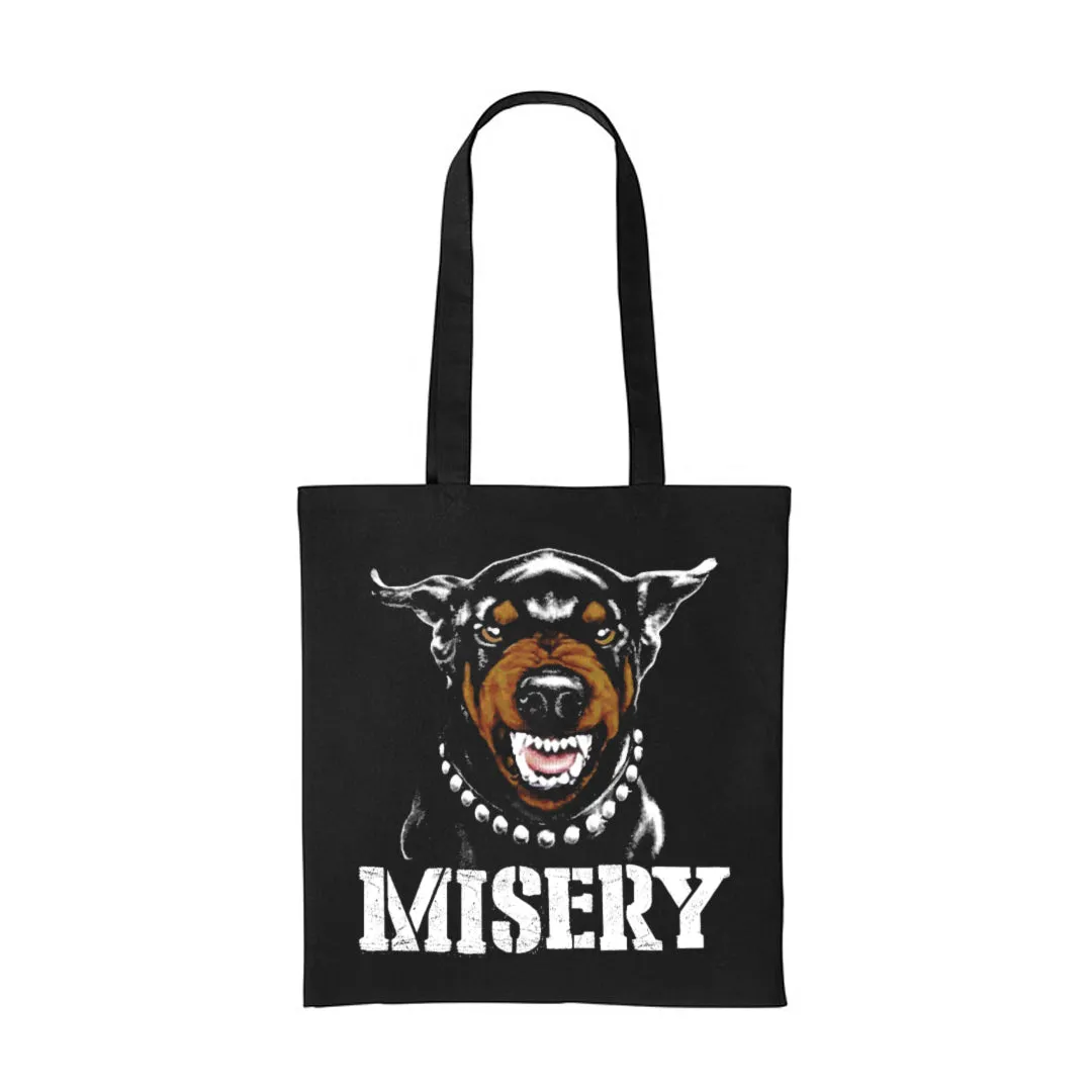 BEWARE OF THE DOG BLACK TOTE BAG