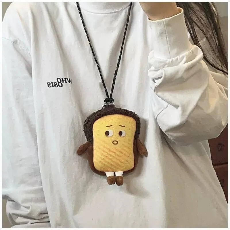 Bread Toast Plush Crossbody Bag, Coin Purse and Card Holder