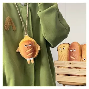 Bread Toast Plush Crossbody Bag, Coin Purse and Card Holder