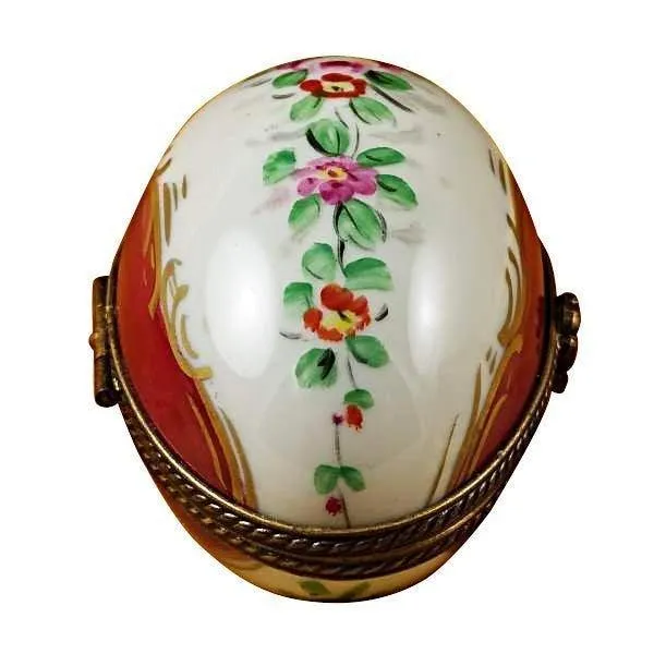 Burgundy Egg with Flowers limoges box