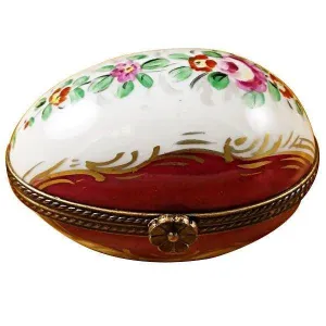Burgundy Egg with Flowers limoges box