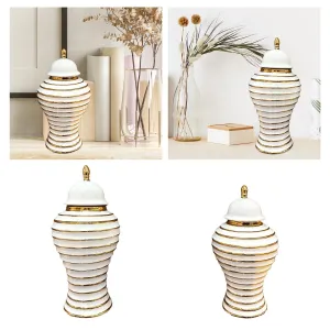 CALANDIS® Ceramic Ginger Jar Vase Accs Porcelain Storage Jar for Table Wedding L | 1 Ginger Jar Vase
