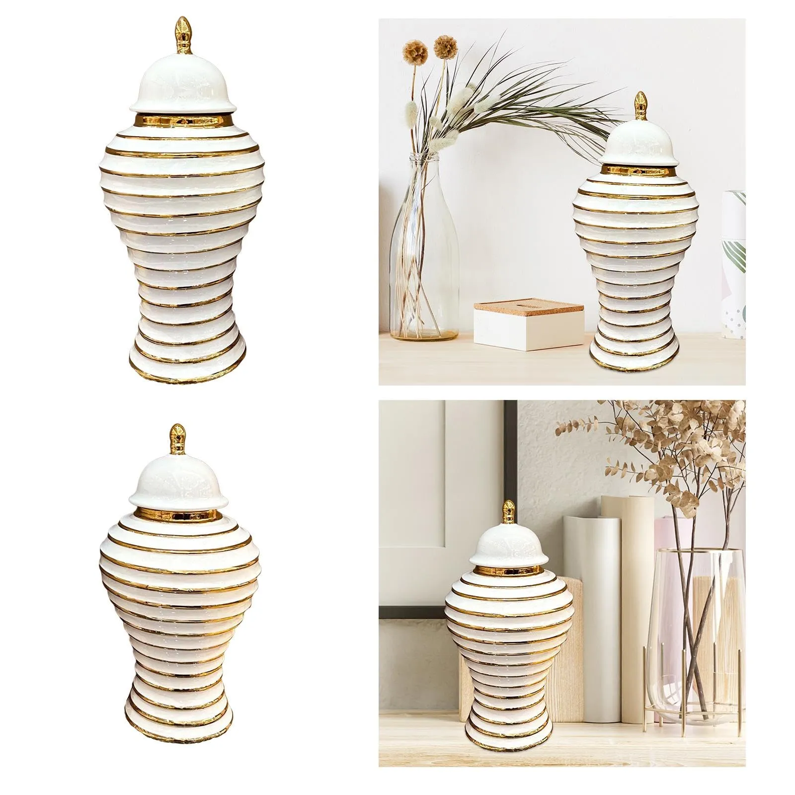 CALANDIS® Ceramic Ginger Jar Vase Accs Porcelain Storage Jar for Table Wedding L | 1 Ginger Jar Vase