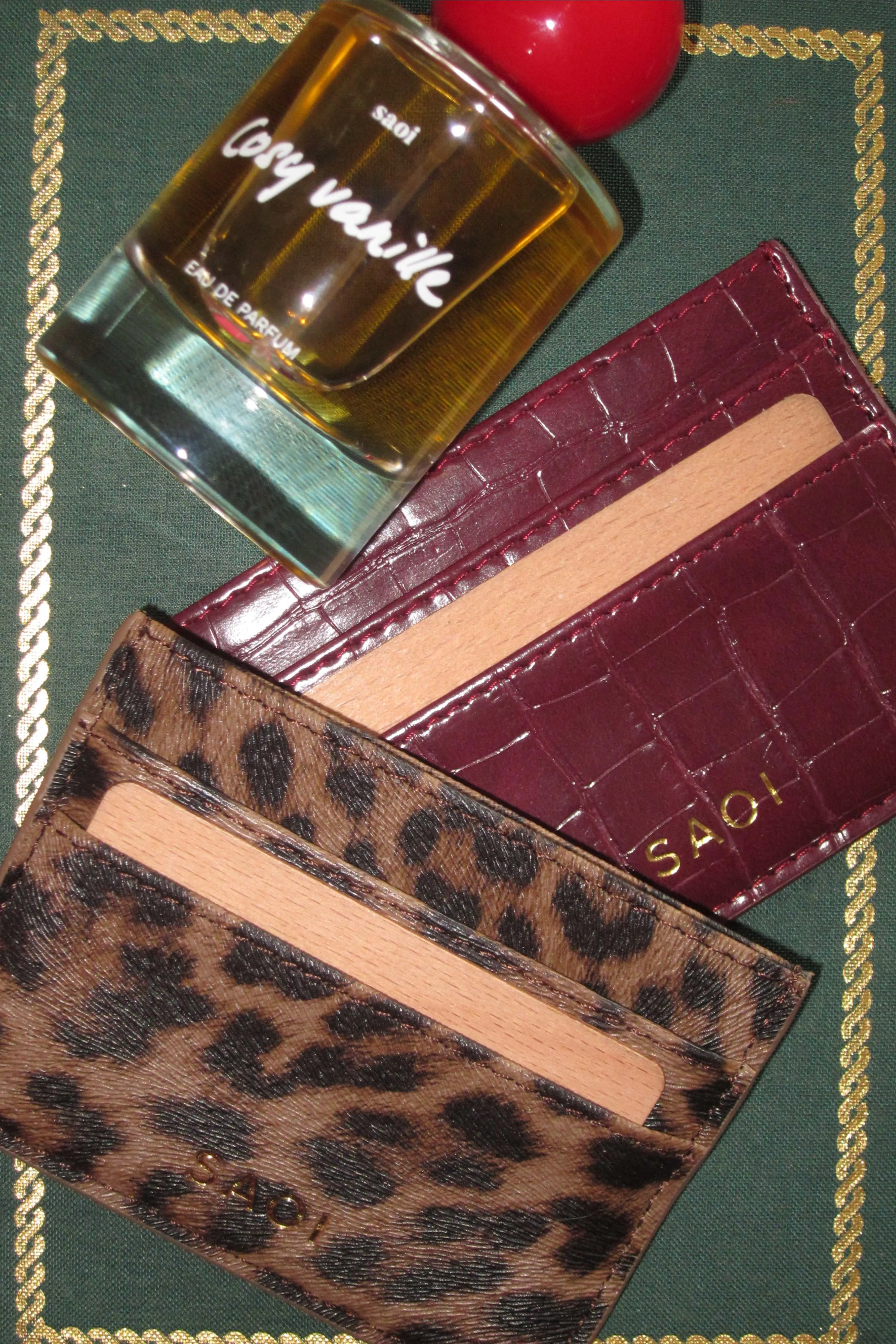 Card Holder in Croc Burgundy