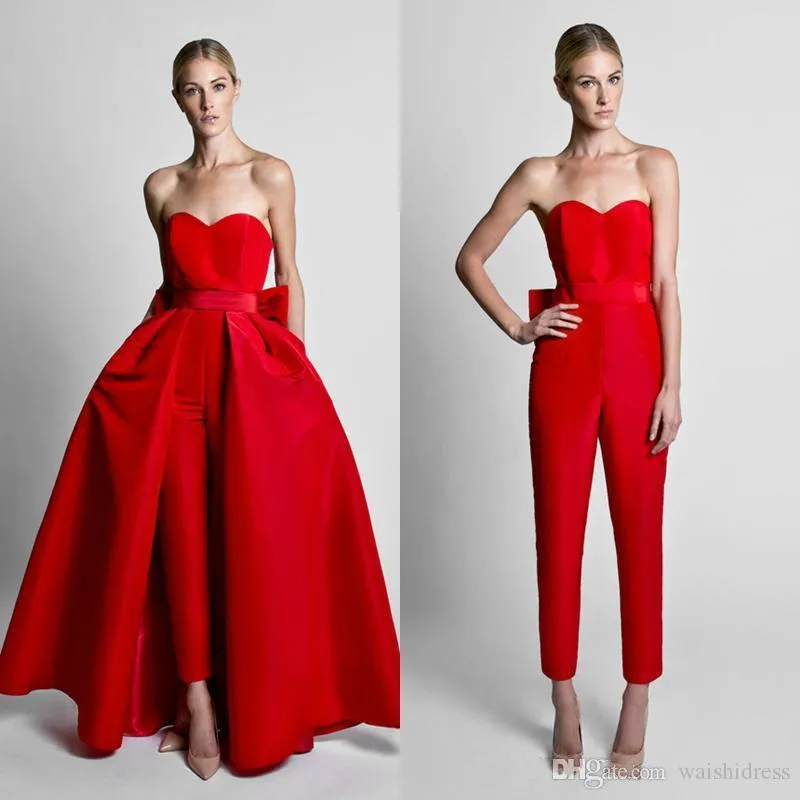 CHARLOTTE RED DETACHABLE EVENING DRESS WITH JUMPSUIT