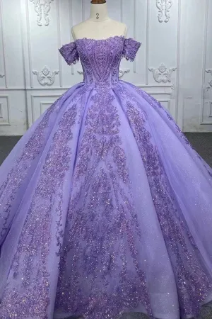 Charming Off the Shoulder Birthday Party Sweet 15 Dresses Beading Ball Gown