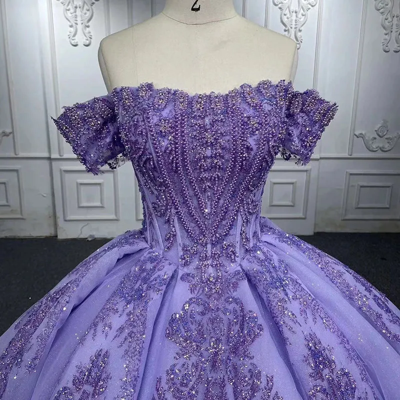 Charming Off the Shoulder Birthday Party Sweet 15 Dresses Beading Ball Gown