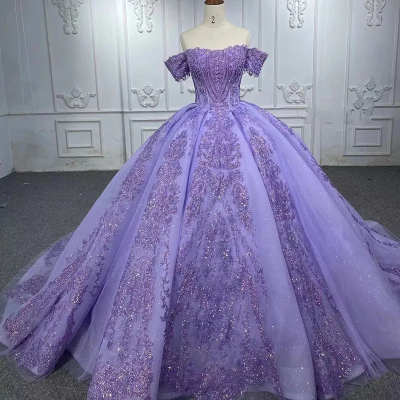 Charming Off the Shoulder Birthday Party Sweet 15 Dresses Beading Ball Gown