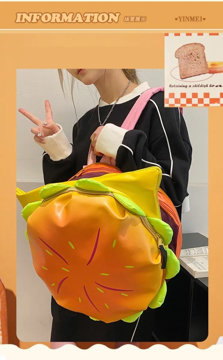 Cheeseburger Backpack: Casual Laptop Storage Daypack