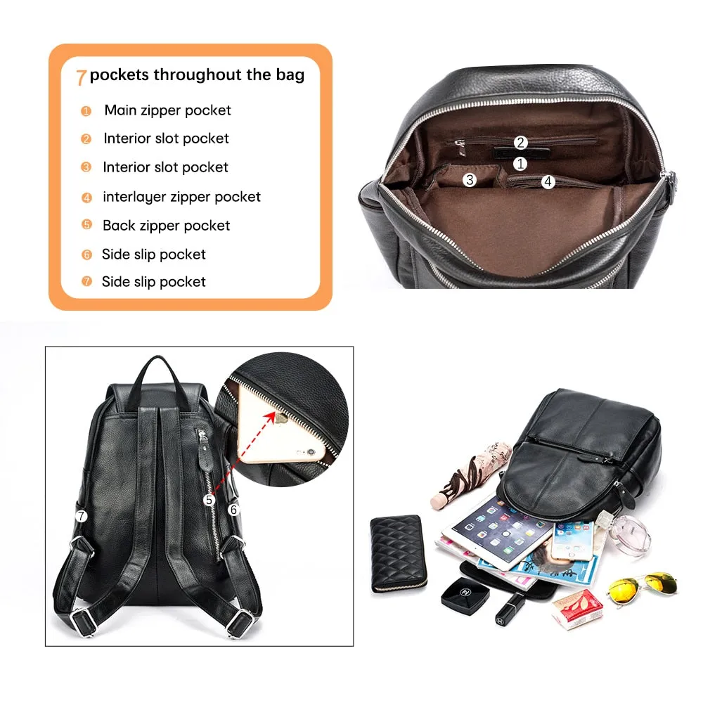 City Stride Leather Backpack - Commuter Backpack for Women - One Size