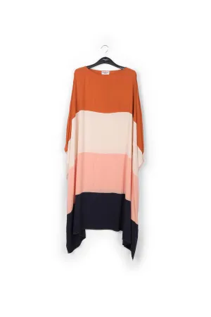 Color-blocking effect kaftan dress