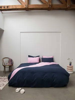 Colorblock Navy Pink dekbedovertrek