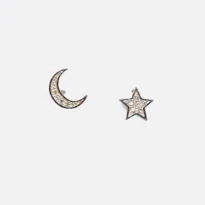 Contemporary Diamond Moon & Star Earrings