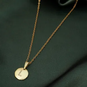 Crystal Studded Alphabet L Gold Coin Necklace