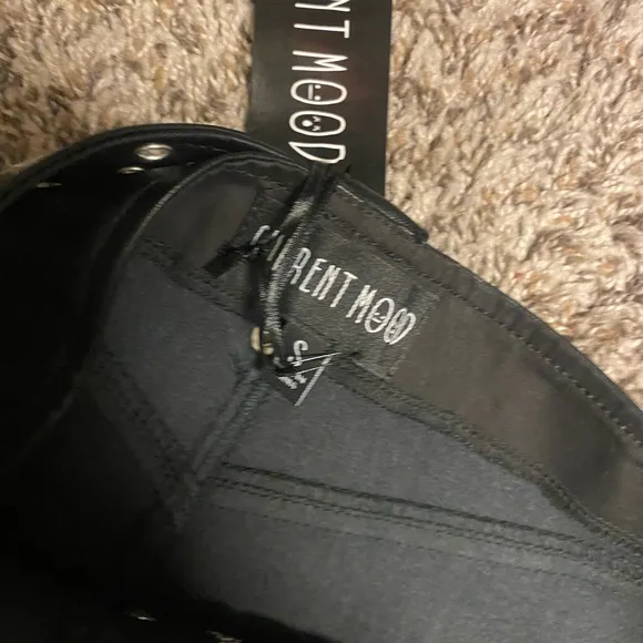 Current mood leather biker studded moto booty shorts