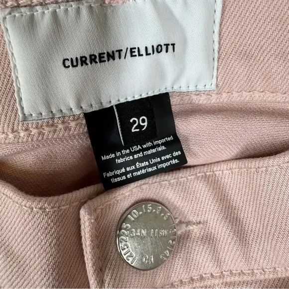 CURRENT/ELLIOTT Stiletto Skinny Ankle Jeans Primrose Pink Released Raw Hem Sz 29