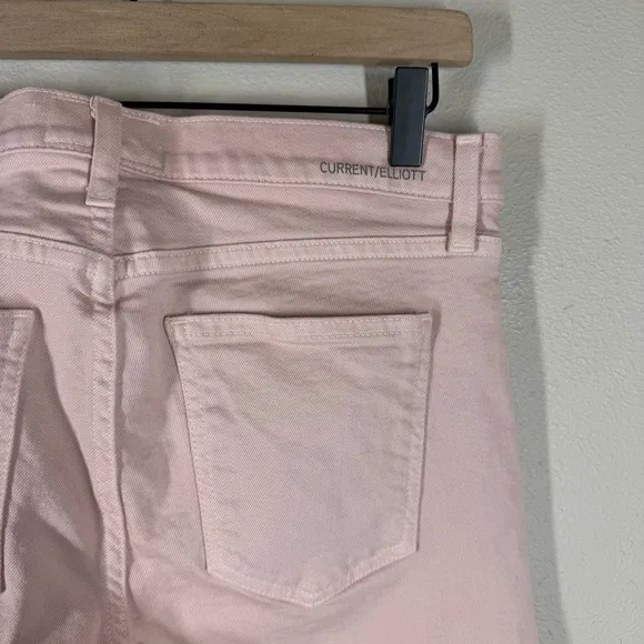 CURRENT/ELLIOTT Stiletto Skinny Ankle Jeans Primrose Pink Released Raw Hem Sz 29