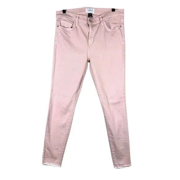 CURRENT/ELLIOTT Stiletto Skinny Ankle Jeans Primrose Pink Released Raw Hem Sz 29