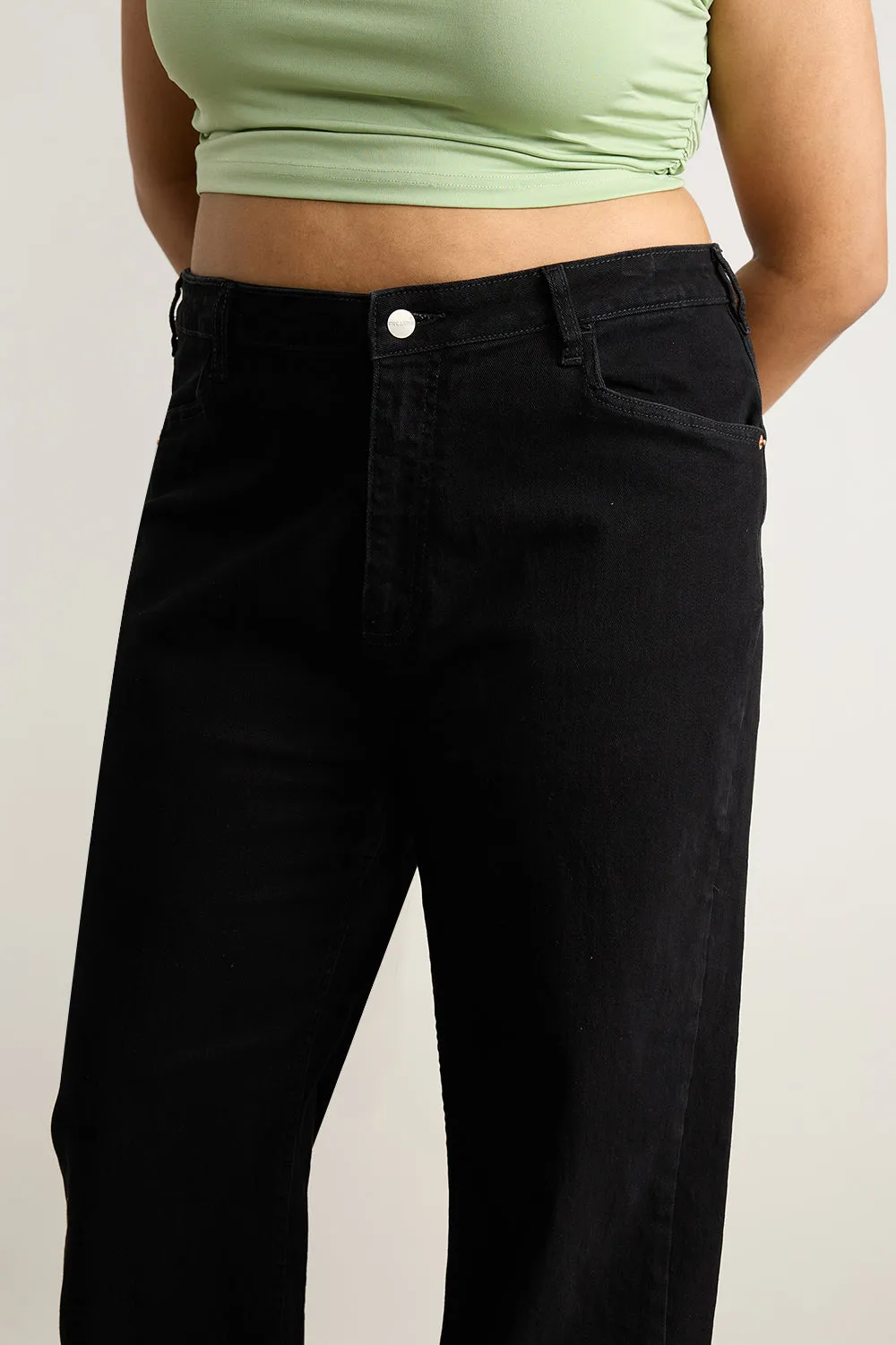 Curve Charcoal Charm High Waist Straight Jeans