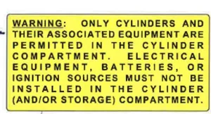 Cylinder Compartment Warning Label