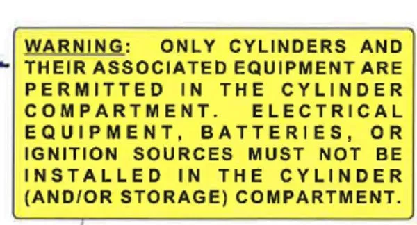 Cylinder Compartment Warning Label