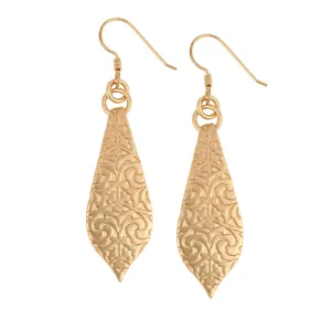 Damask Embossed Bronze Marrakesh  Teardrop Earrings