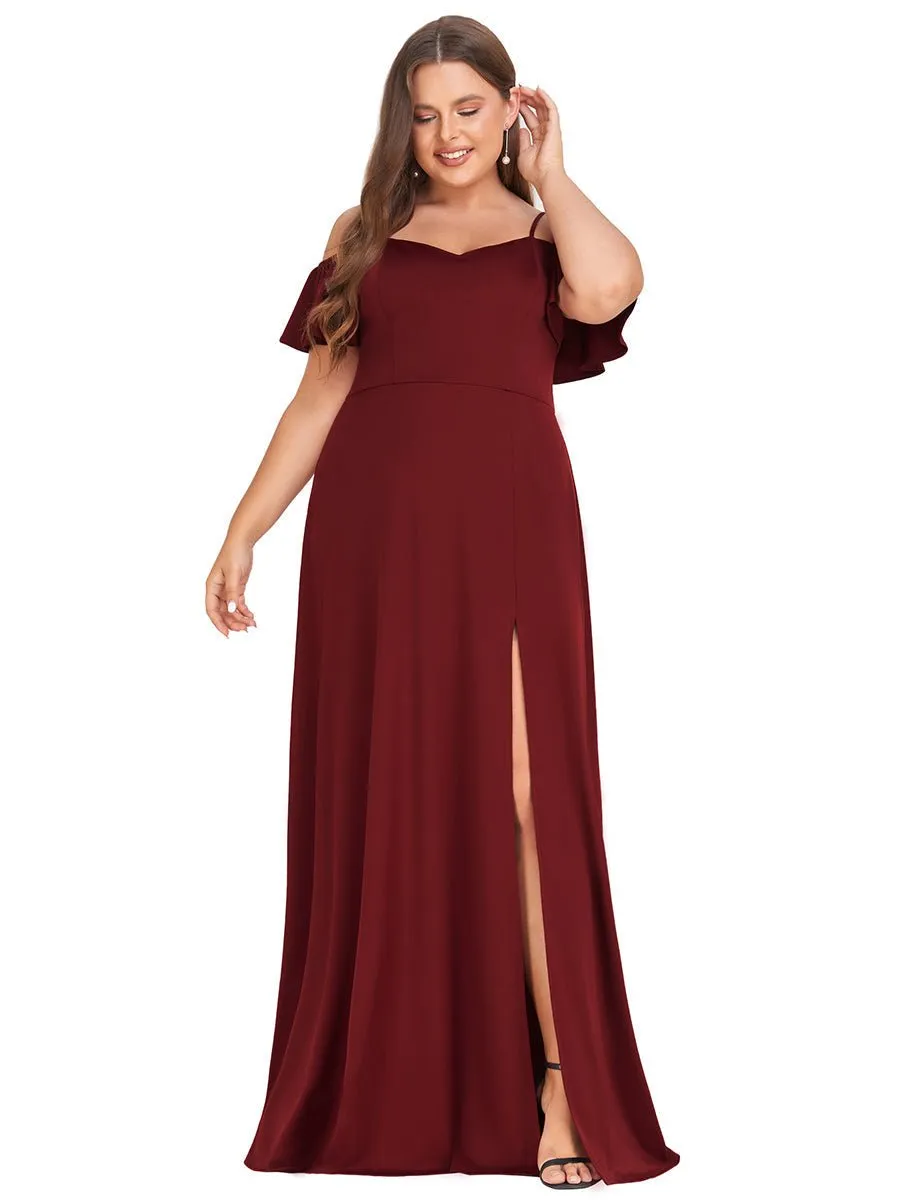Diamond burgundy drop sleeve ball dress with split Express NZ wide