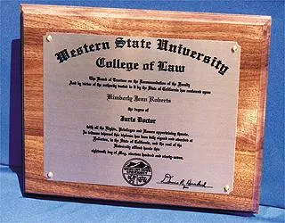 DIPLOMA PLAQUE Item #9037