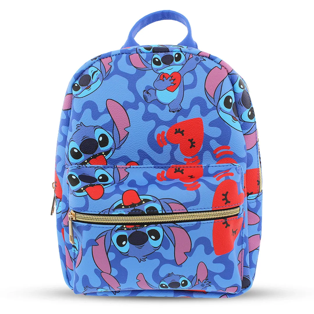 Disney Stitch with Hearts Mini PU Leather Backpack Purse