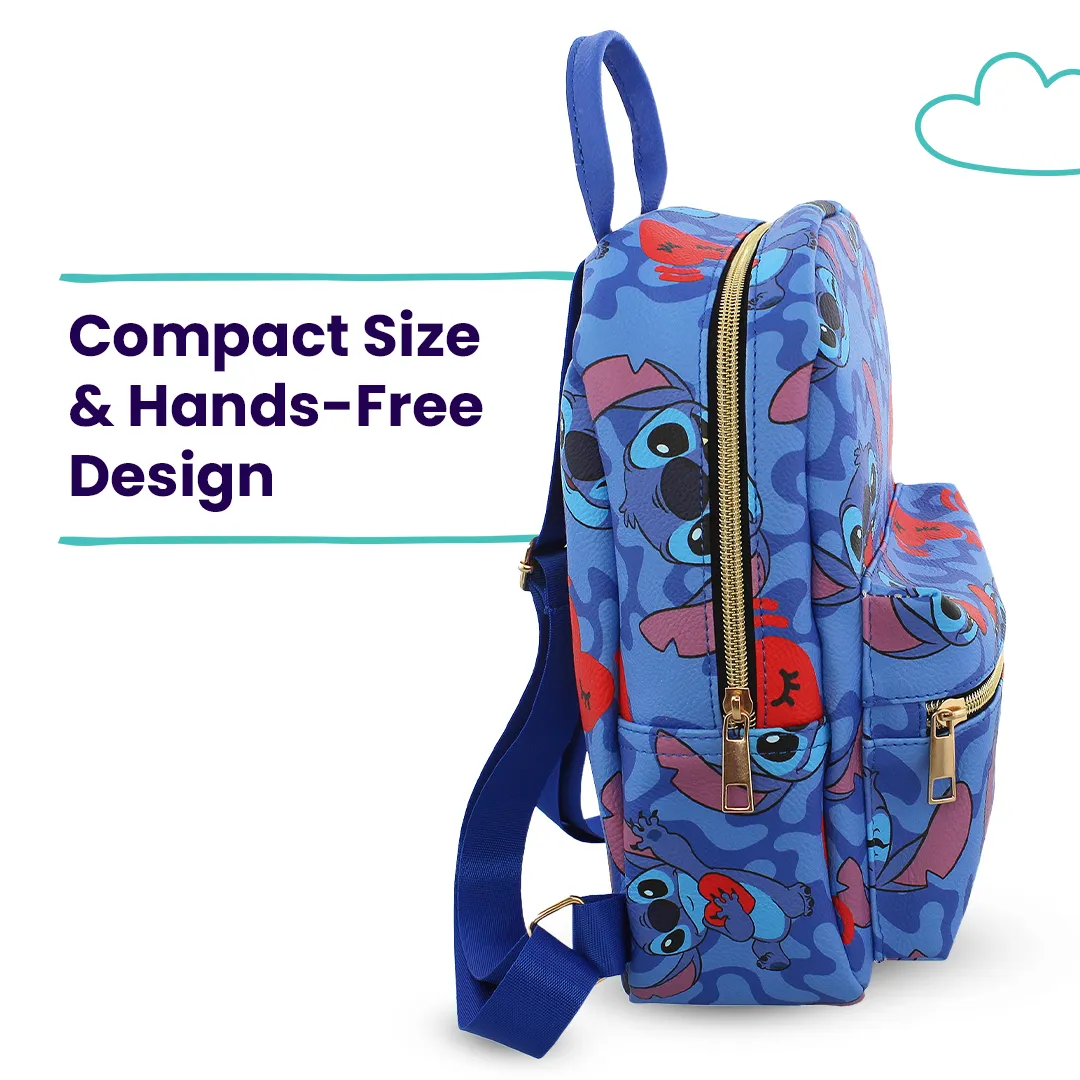 Disney Stitch with Hearts Mini PU Leather Backpack Purse