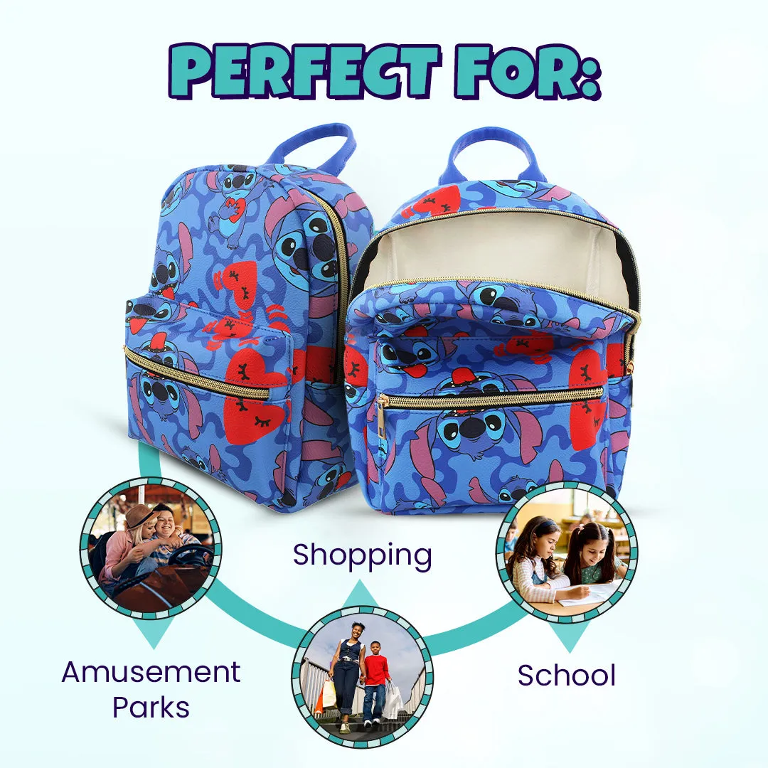 Disney Stitch with Hearts Mini PU Leather Backpack Purse