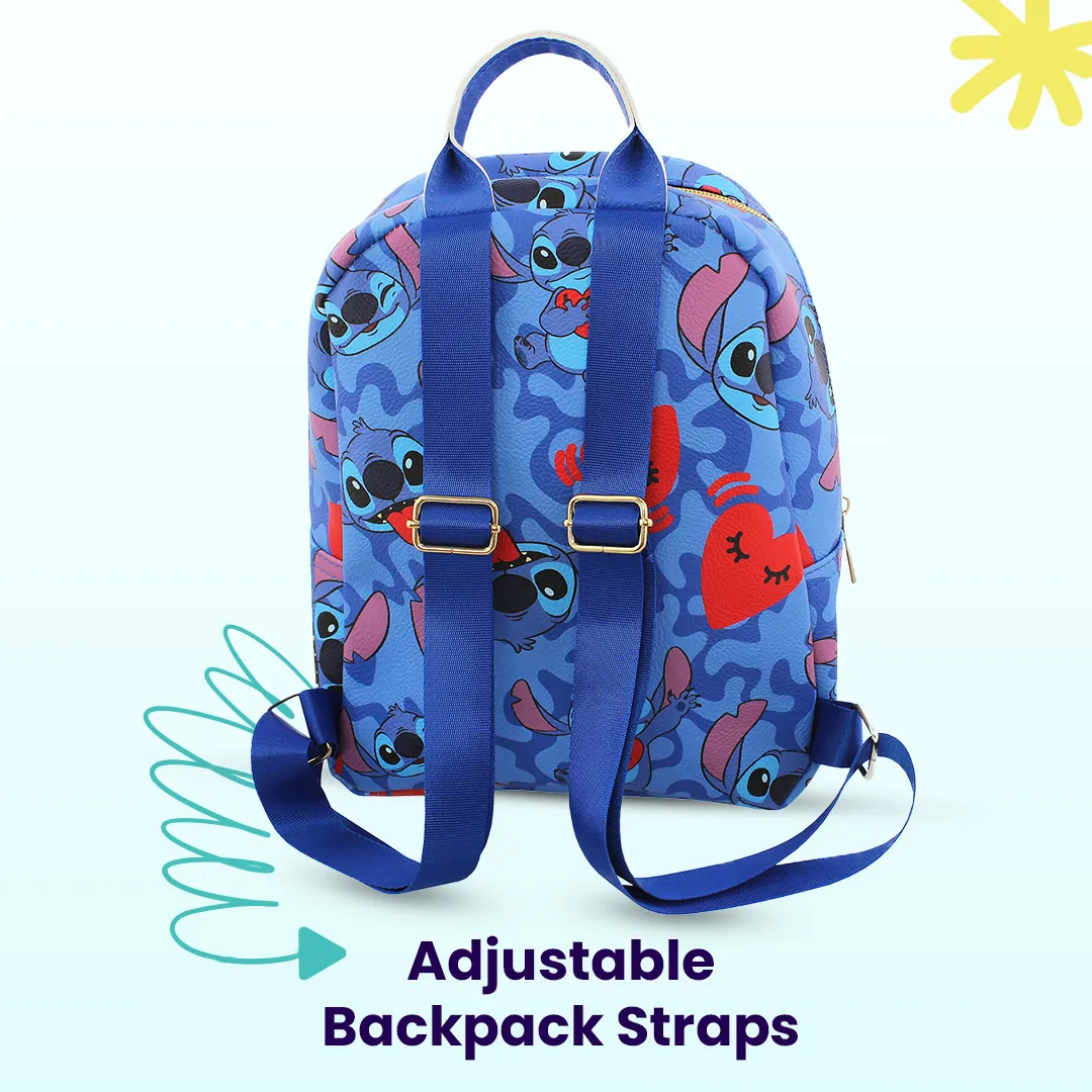 Disney Stitch with Hearts Mini PU Leather Backpack Purse