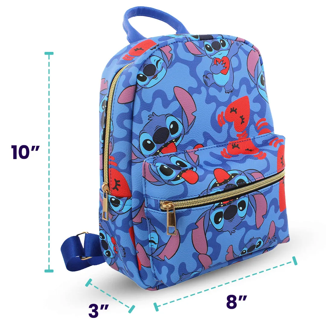 Disney Stitch with Hearts Mini PU Leather Backpack Purse