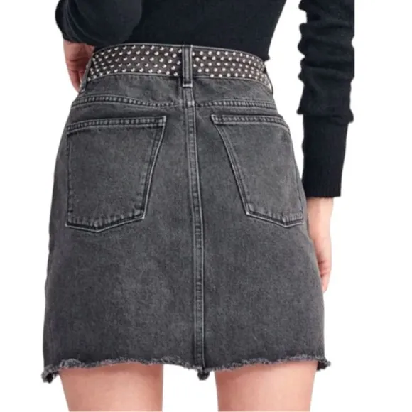 DL1961 Georgia Studded Mini Jean Skirt Faded Black Size 28