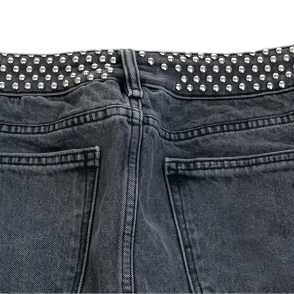 DL1961 Georgia Studded Mini Jean Skirt Faded Black Size 28