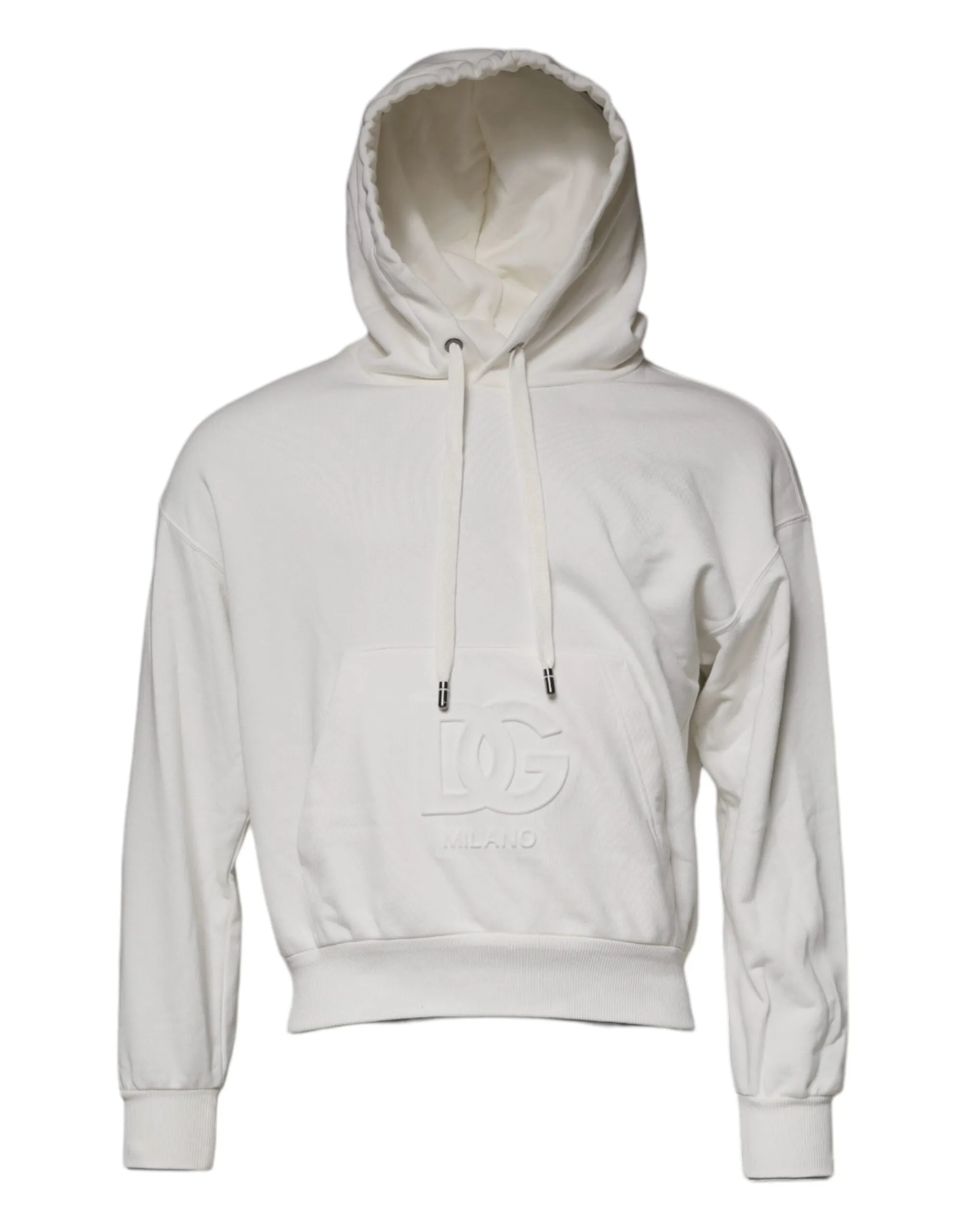 Dolce & Gabbana White Logo Hooded Pullover Men Sweatshirt Sweater