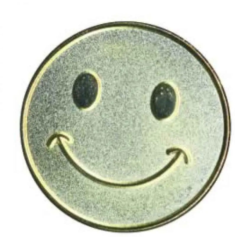 #E99 Gold Smiley Face Enamel Badges - pack of 5