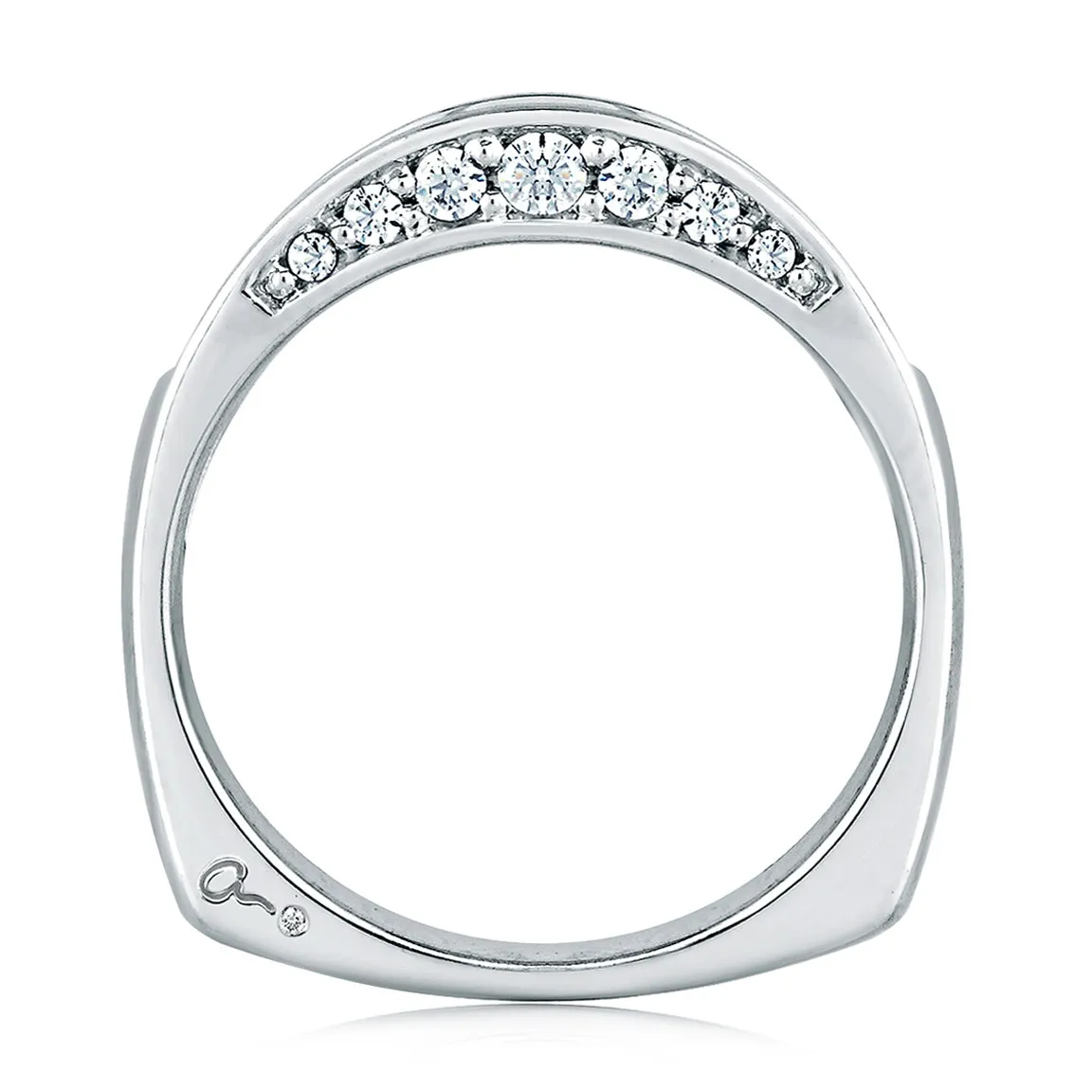 Elegant Diamond Band with Diamond Studded Profile
