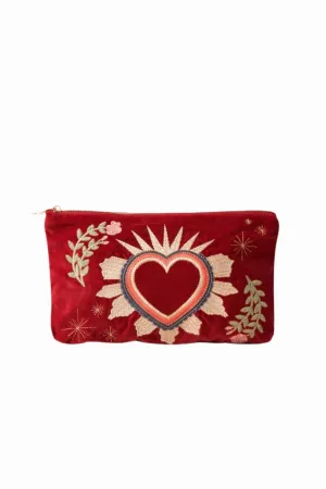 ELIZABETH SCARLETT ENCHANTED HEART VELVET POUCH