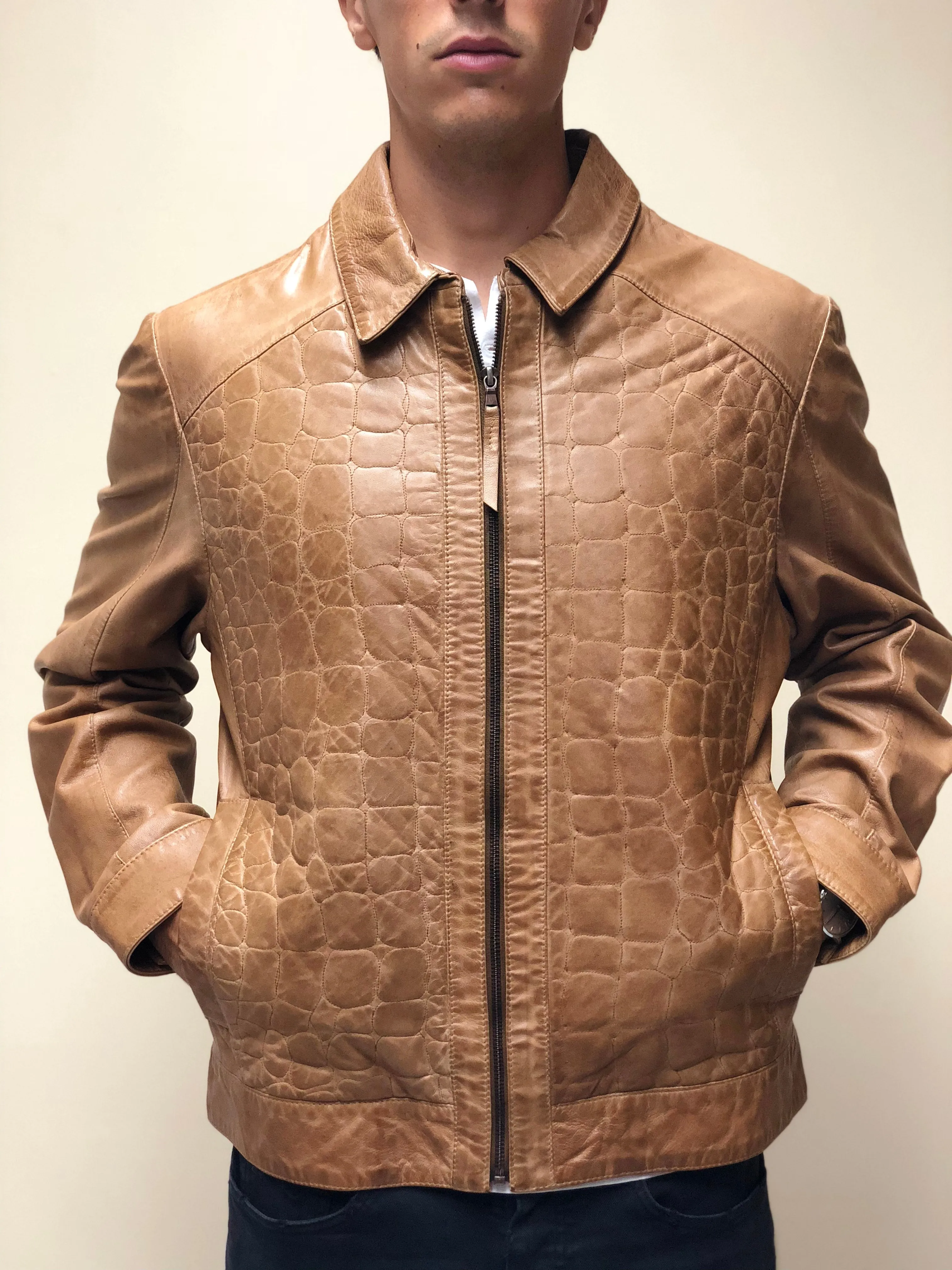 Embossed Antique Naked Lambskin Jacket