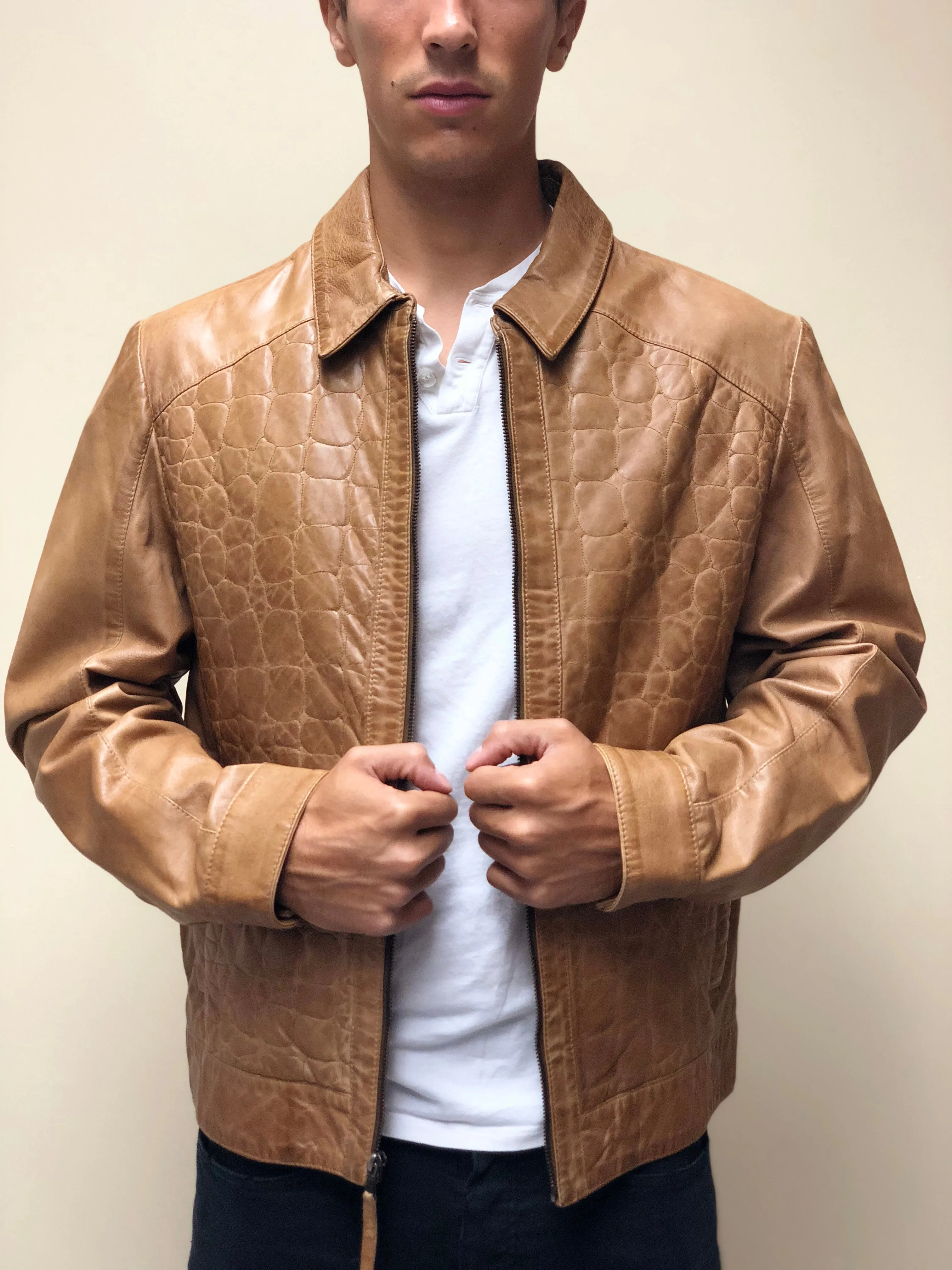 Embossed Antique Naked Lambskin Jacket