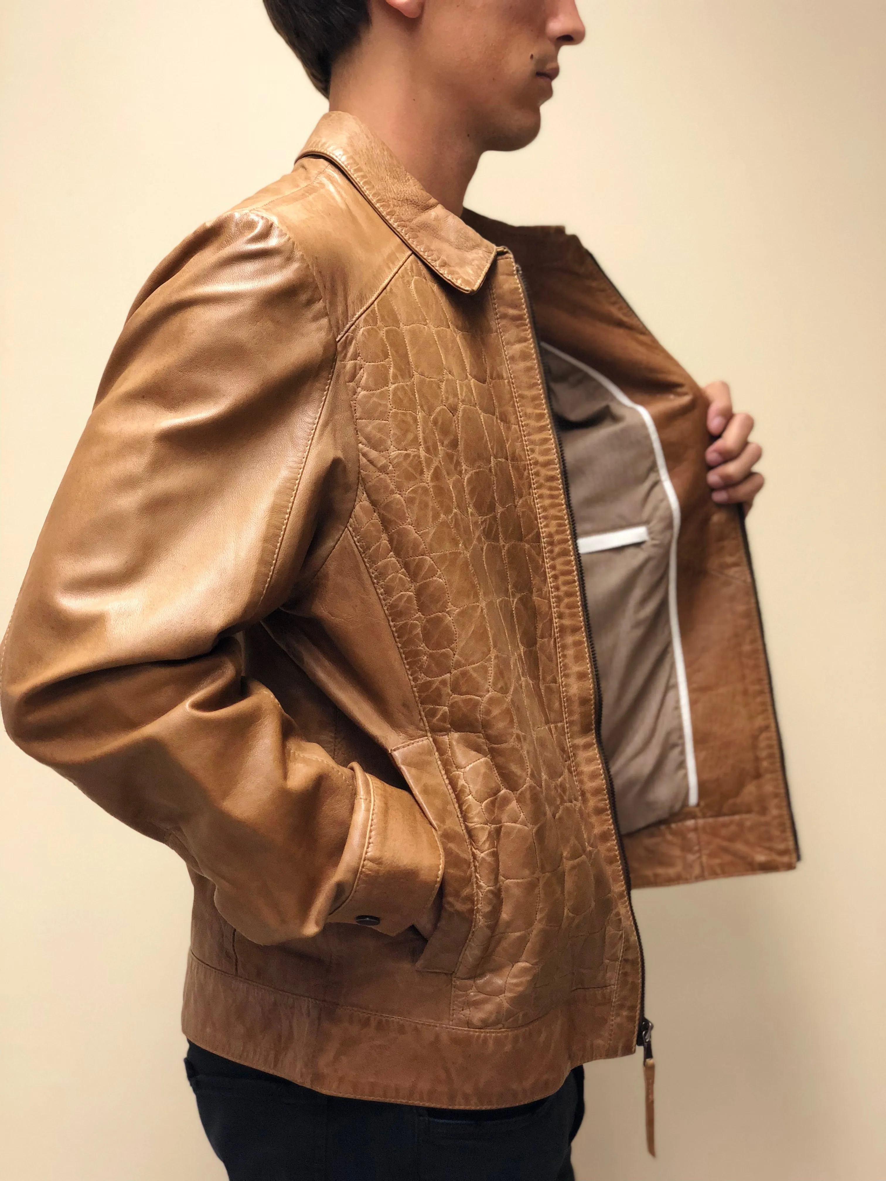 Embossed Antique Naked Lambskin Jacket