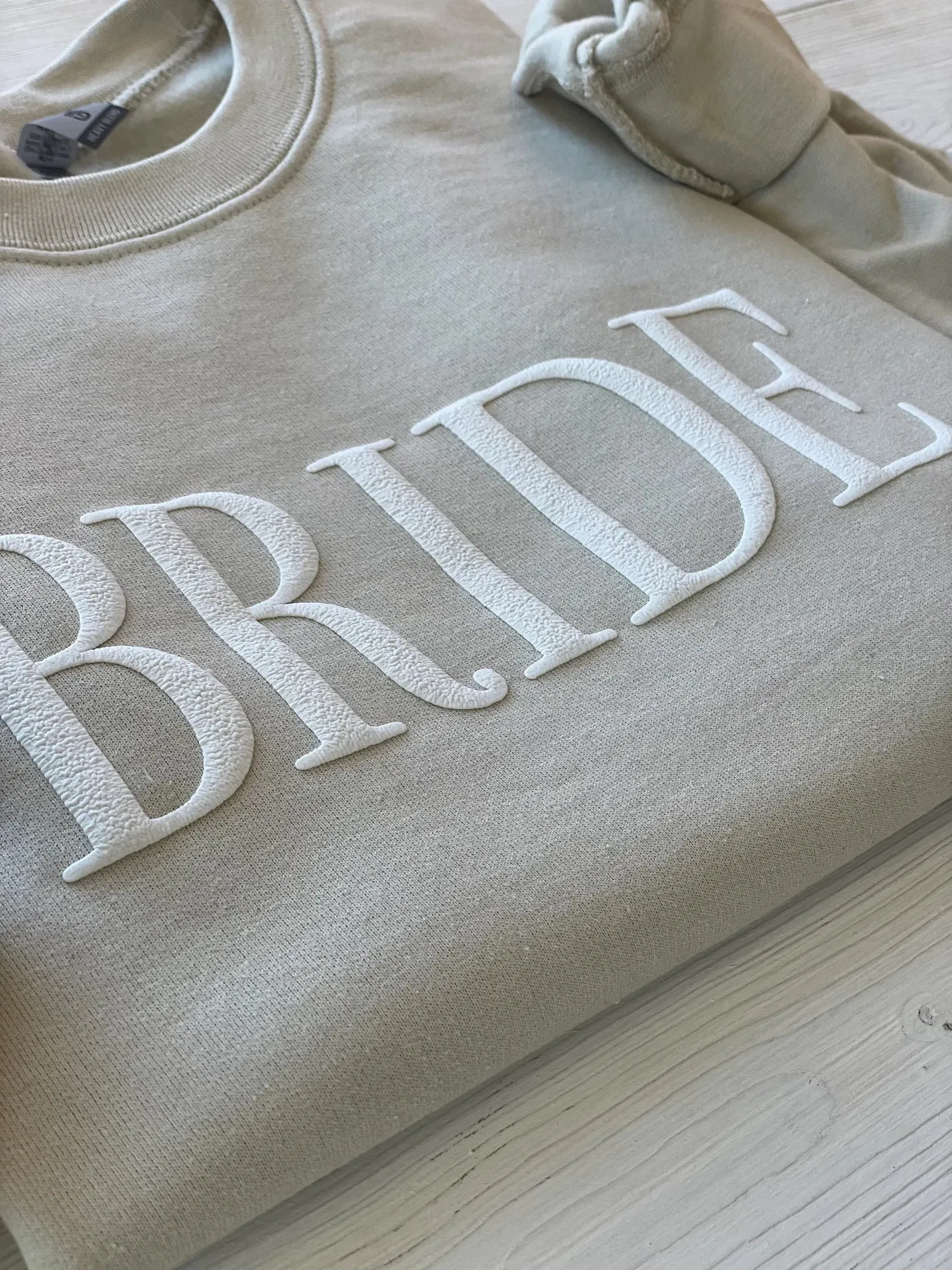 Embossed Beige Bride Crewneck