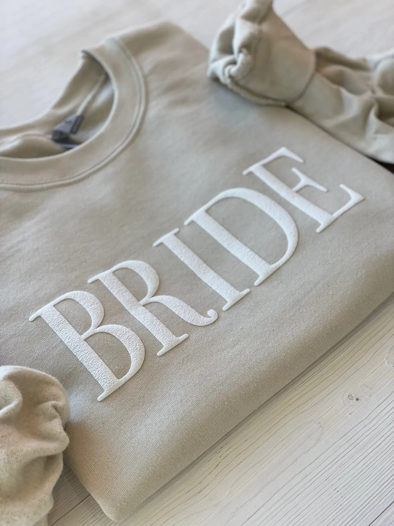 Embossed Beige Bride Crewneck