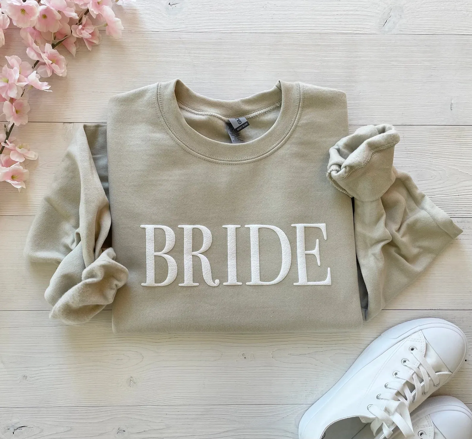Embossed Beige Bride Crewneck