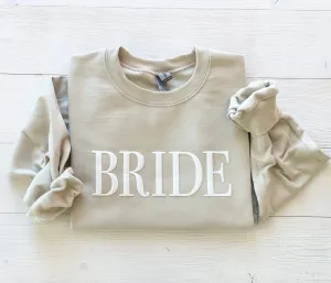 Embossed Beige Bride Crewneck