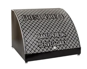 Embossed black 'Fresh Bread' countertop bread box