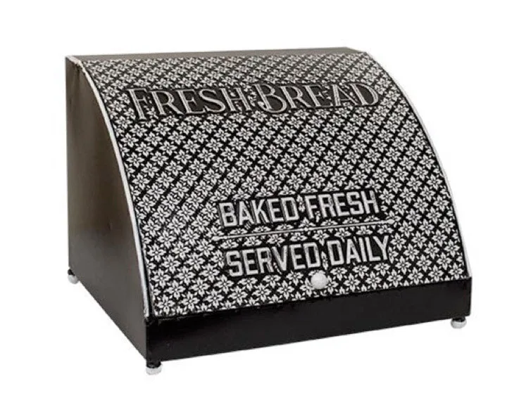 Embossed black 'Fresh Bread' countertop bread box