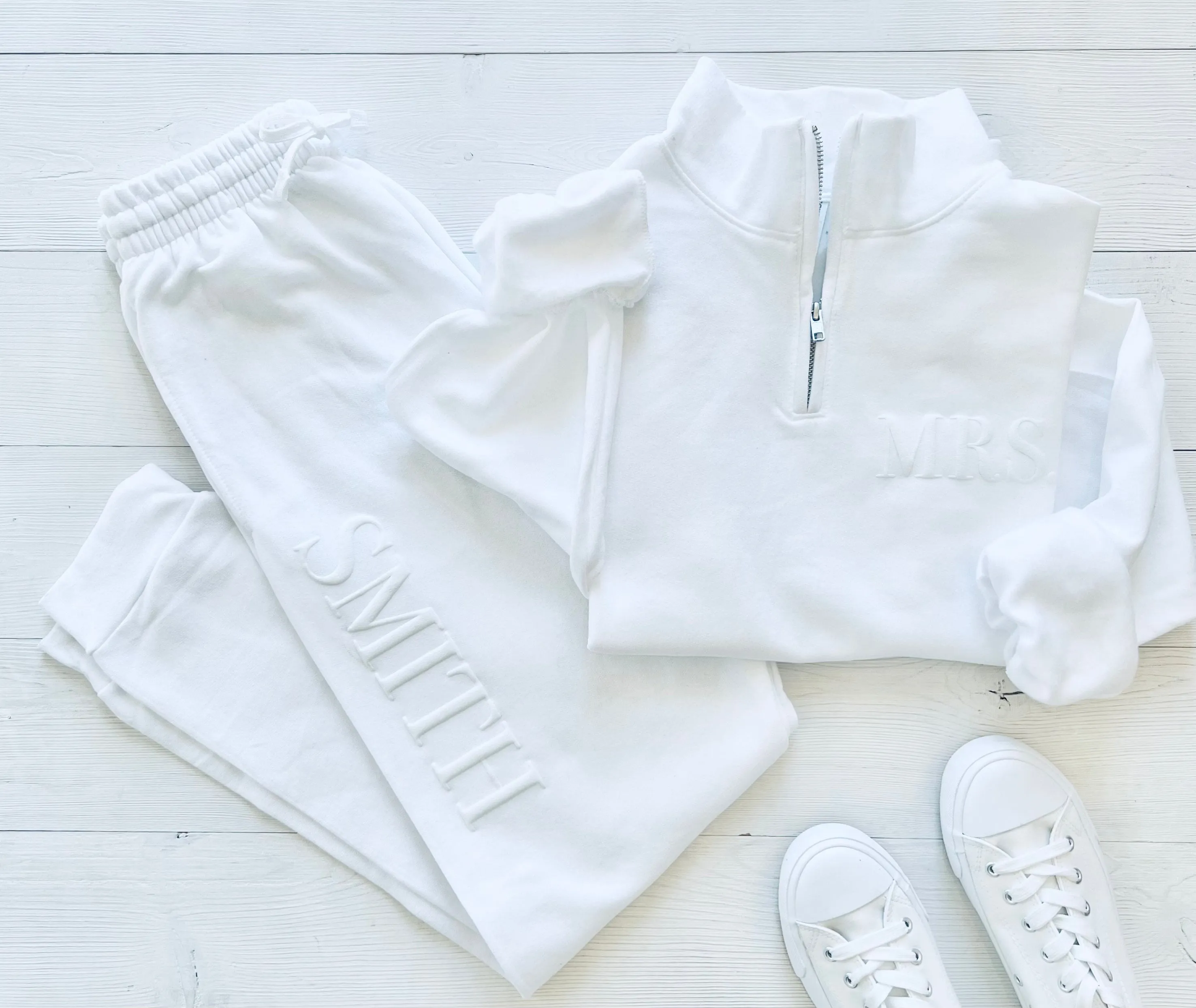 Embossed Bridal Sweatsuit Honeymoon Outfit